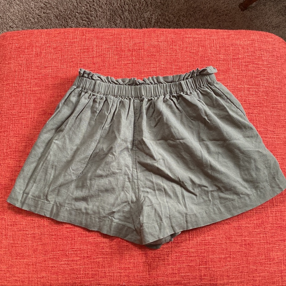 AE American Eagle Olive Army Green Linen High Waist Shorts - Picture 6 of 11